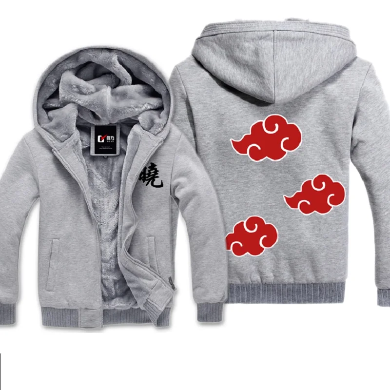 Зимняя утолщенная куртка с капюшоном Наруто Аниме плащ Акацуки повседневная