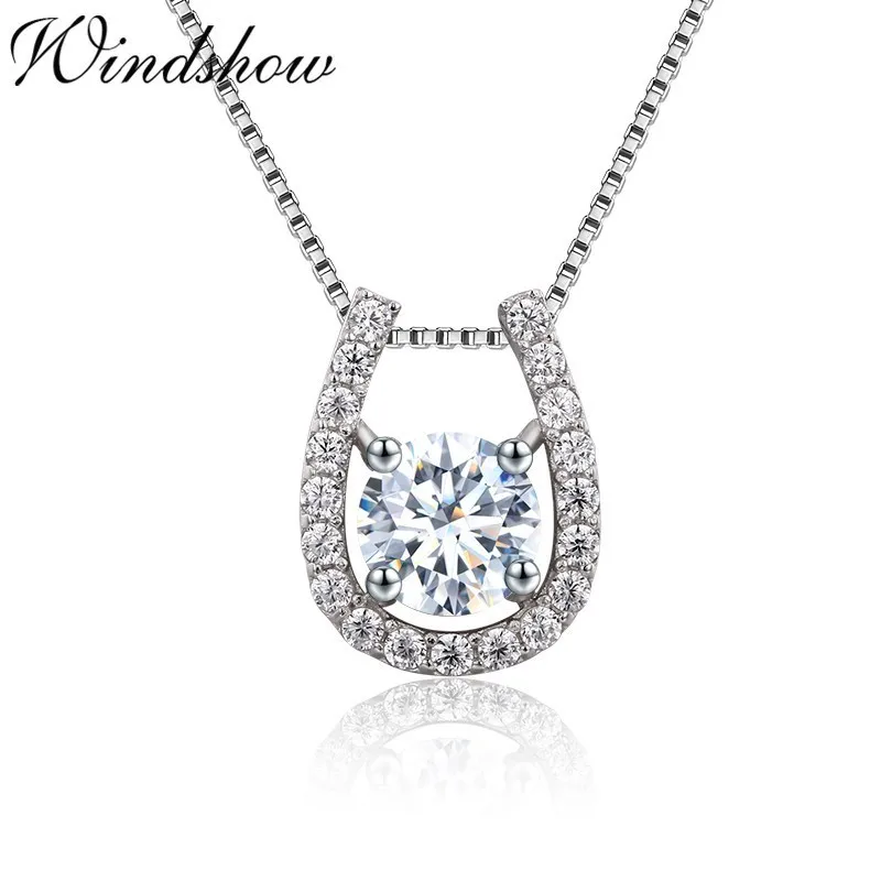 Подвеска в форме подковы из серебра 925 пробы с кубическим цирконием|necklace women|pendant