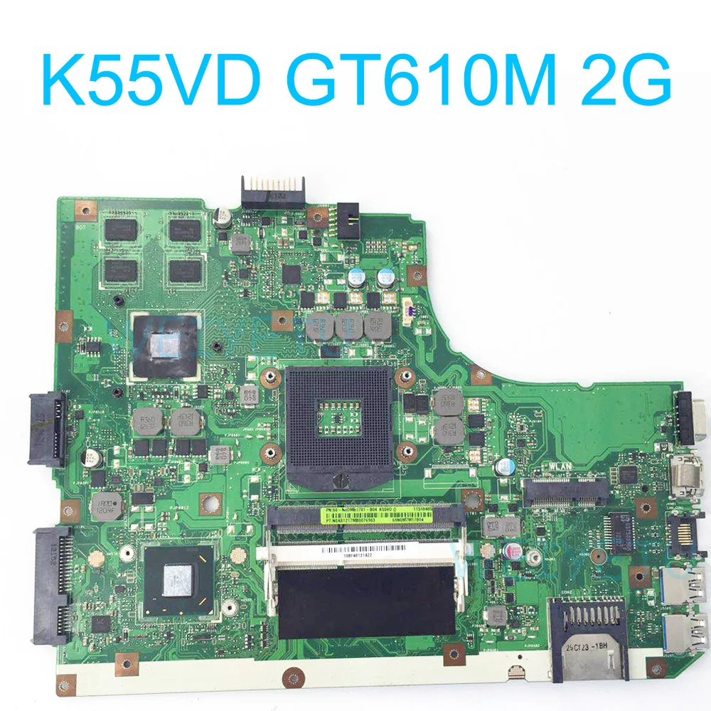 K55VD материнская плата для ASUS K55 K55V Intel ноутбук s989 HM76 60 N8DMB1701 B04 2 ГБ Rev 3 0|Компьютерные