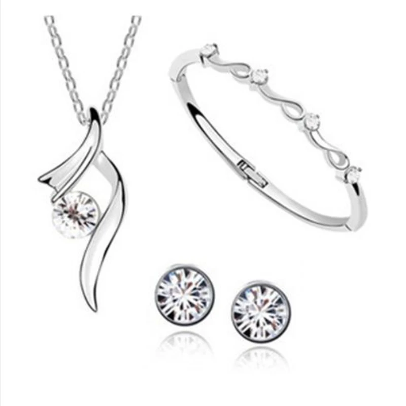 Лидер продаж продвижение Мода белый Цепочки и ожерелья Серьги-гвоздики браслет