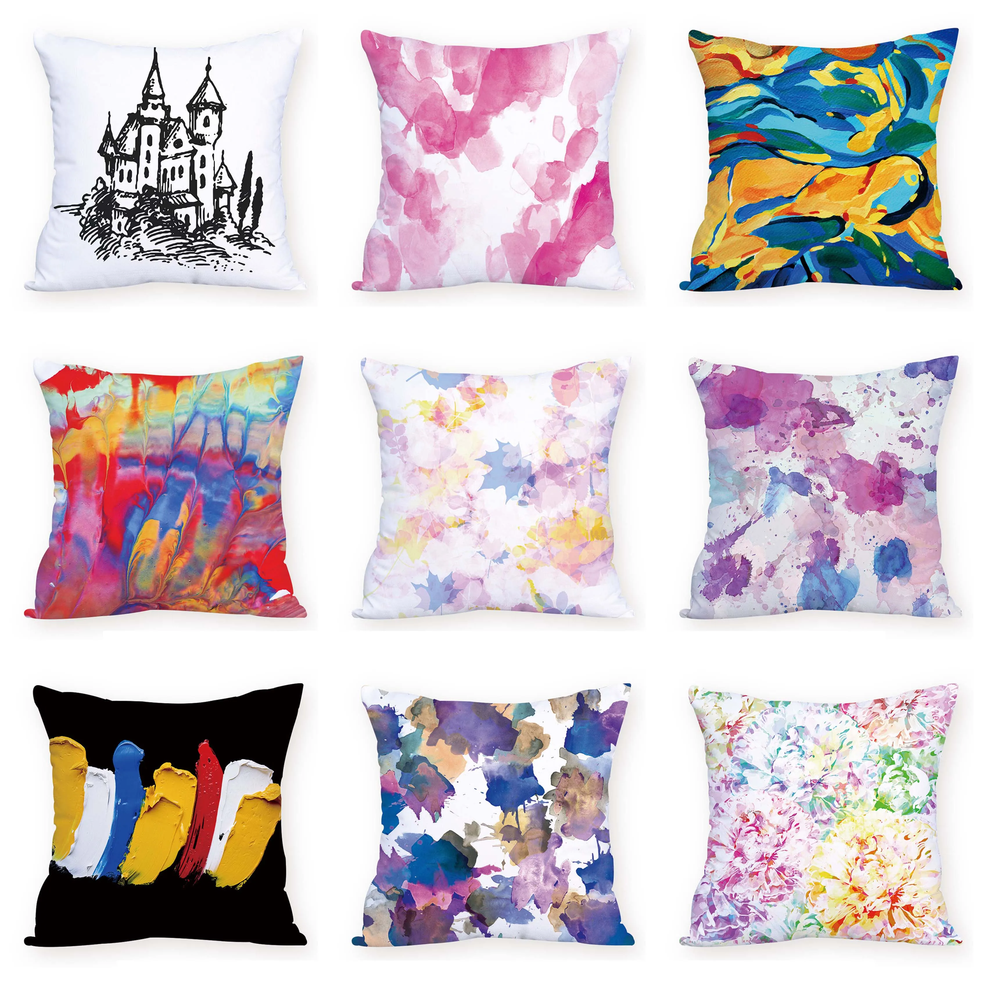 Акварельная живопись наволочка украшение гостиной расслабляющие подушки