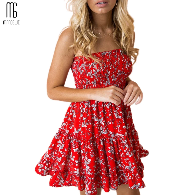 Manoswe/пляжное платье без бретелек с цветочным принтом туника Boho Vestido Летние желтые