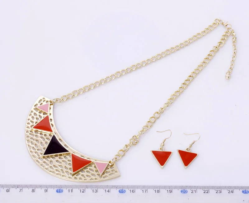 Позолоченные ожерелья эмалевые и серьги набор золотых ожерелий модные ювелирные