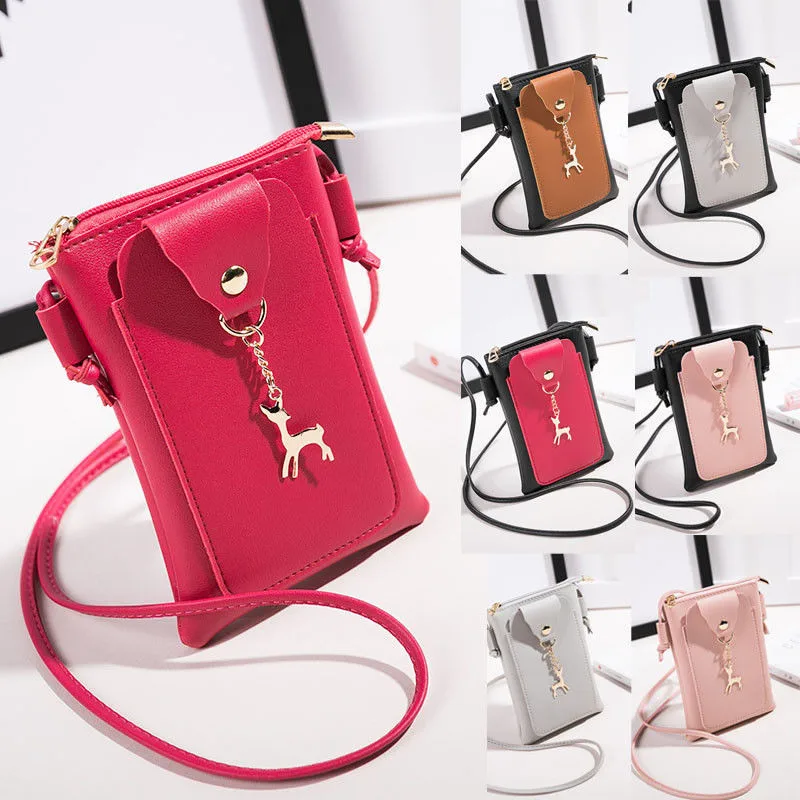 Женский кожаный кошелек сумка для монет сотового телефона миниатюрная через