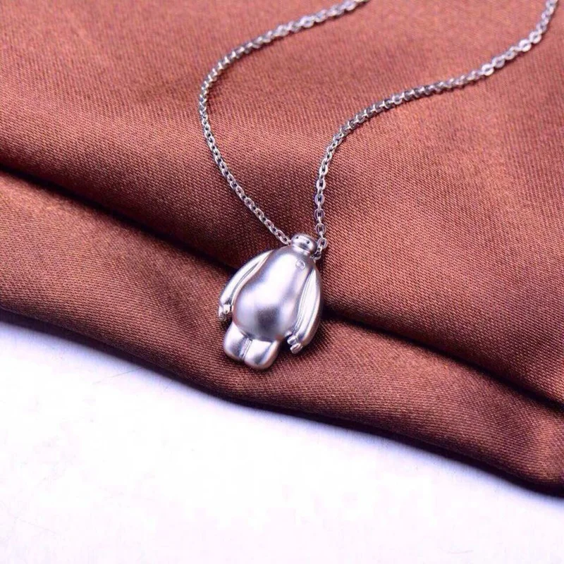 OMHXZJ Wholesale European Fashion Woman Man Party Wedding Gift White Baymax 925 Sterling Silver Necklace Pendant Charm CA106 | Украшения и