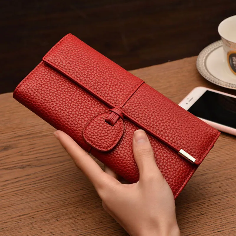 New Fashion Women Wallets PU Leather Wallet Women's Long Design Purse Two Fold More Color Clutch Sac -35 | Багаж и сумки