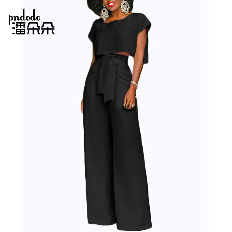 Pndodo 2018 взлетно посадочной полосы женщин из двух частей Брюки для девочек и топ