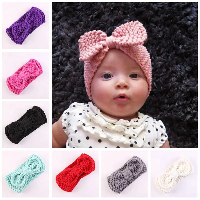 

8 PC/lot Crochet bow Earwarmer girls winter wear knit bow headband ,Crochet Bow headwrap for kids A110