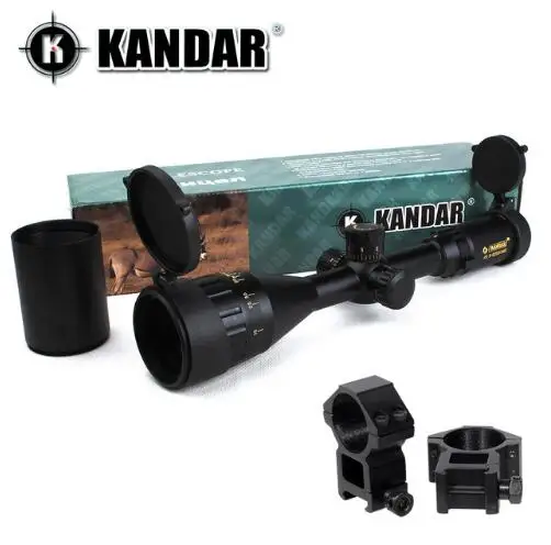 Тактический Оптический прицел Gold Edition KANDAR 3-9x50 AOME стекло Mil-dot Сетка фиксирующий прицел - Цвет: with Picatinny Rings