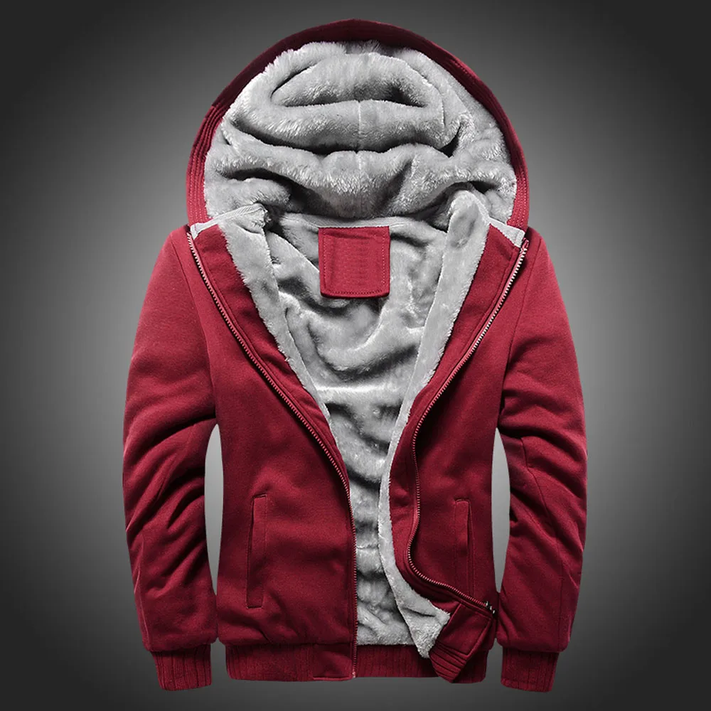 Jacket Men New Brand Winter Thick Warm Fleece Zipper Jacket Coat for Mens SportWear Tracksuit Male European Hoodies#30
