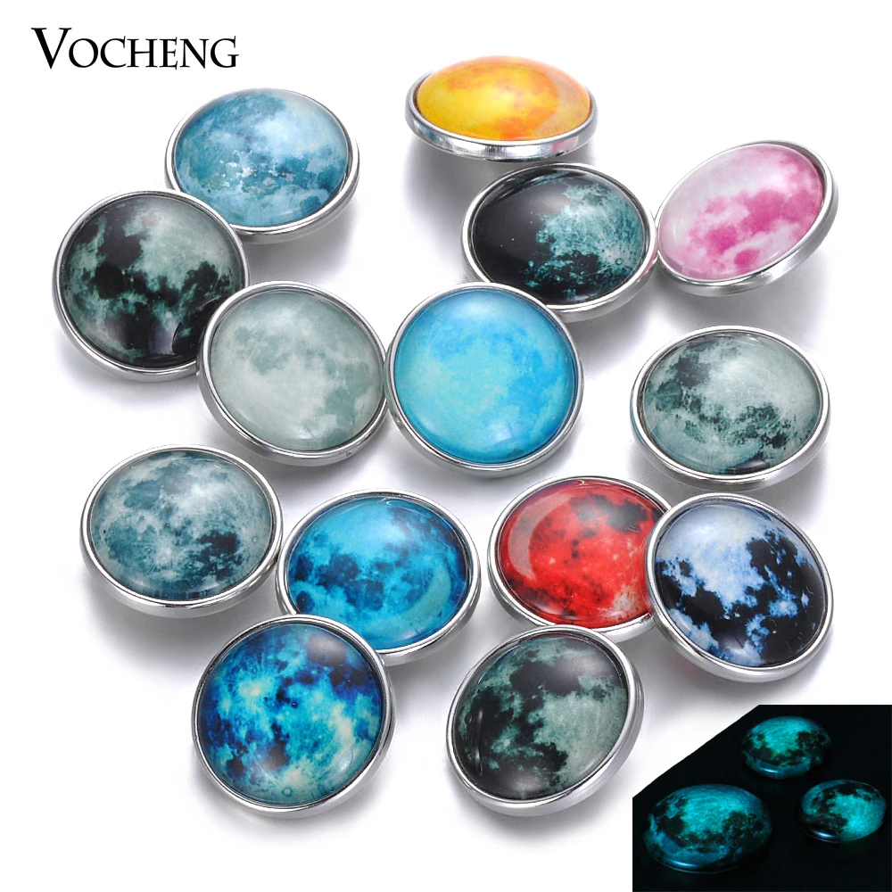 

10pcs/lot Mix Colors Fluorescence Moon Glass Ginger Snap Charms 18mm Luminous Interchangeable Button Jewelry Vn-1845*10