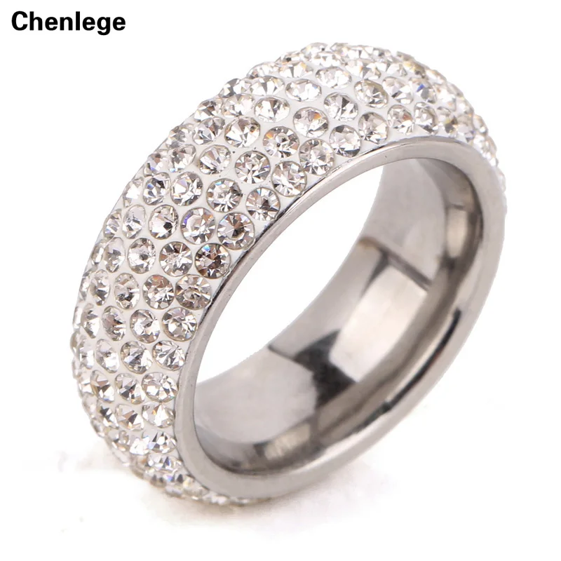 Белые кольца из нержавеющей стали для женщин модное кольцо с фианитами и