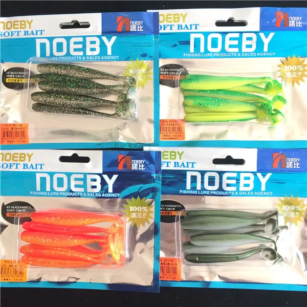 Noeby, 24 штуки, 9 см, 4,3 г, силиконовая приманка, мягкие приманки, Т-образный хвост, плавающие приманки, мягкие рыболовные приманки, двойной цвет, воблер, приманка для ловли карпа - Цвет: 050607011 3118L