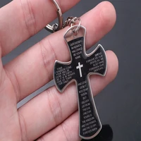 religious jesus cross stainless steel charm cross keychain orb jesus christian keychain bible key chain gift