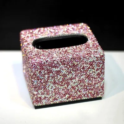 A1 pink Квадратная коробка для салфеток, Хрустальный кожаный тканевый чехол, держатель для ткани для офсе, бумажная коробка для дома, коробки для полотенец, бытовые бумажные коробки - Цвет: A1 pink