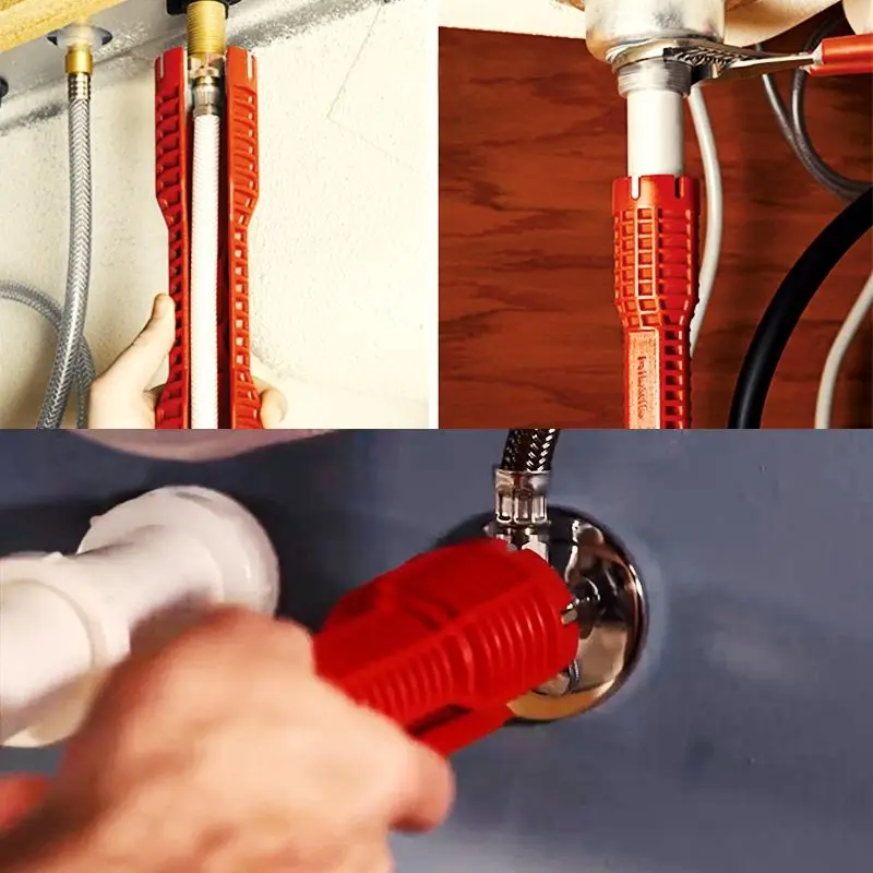 

2018 New Faucet and Sink Installer Extra-long design lets turn tool Red