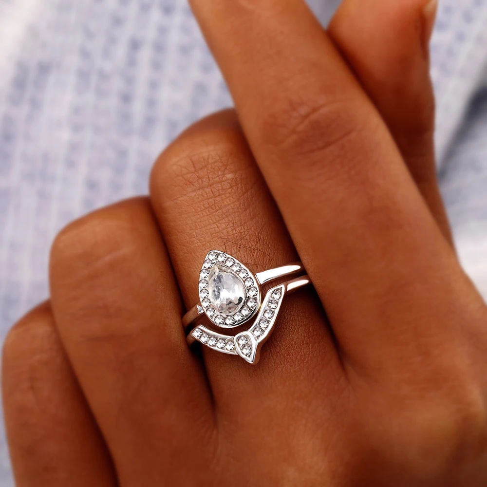 FAMSHIN обручальные кольца в виде капель воды для женщин модные геометрические с