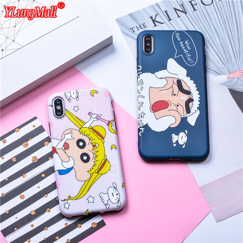 Сейлор Мун узор Забавный карандаш Shinchan IMD Телефон чехол для iPhone 6 S 8 7 Plus XR X мягкий
