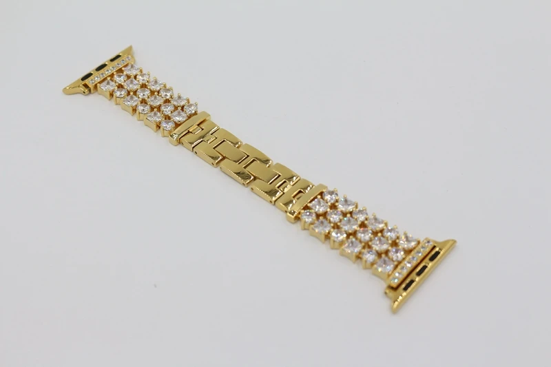 Yellow Gold URVOI браслет из звеньев для apple watch 5 4 3 2 1 ремешок из нержавеющей стали для iWatch роскошный блестящий со стразами - Цвет ремешка: Yellow Gold