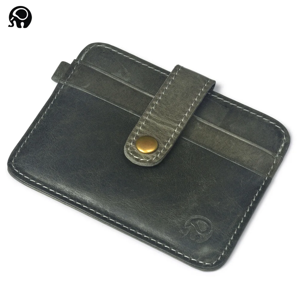 Мужской кошелек деловой искусственный кожаный из бычьей кожи с тонкой пряжкой