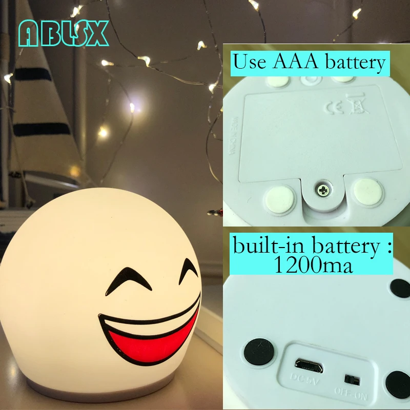 Светодиодный ночник для детей с 3D изображением лица спальная комната милый