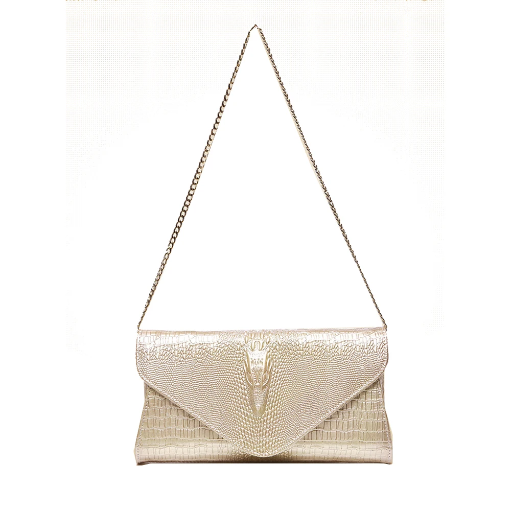 Женская сумка клатч из воловьей кожи с крокодиловым узором женская через плечо