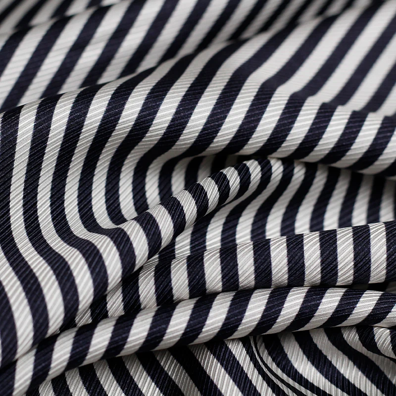 Pearlsilk 24momme Thicken Silk Cotton Navy Blue Stripe Printed Garment Materials Summer Dress DIY clothes fabrics Freeshipping | Дом и сад