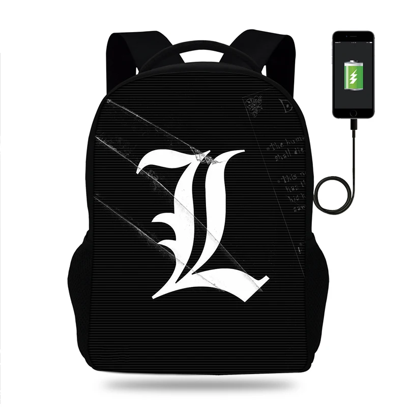 Аниме Death Note Рюкзак Школьные сумки Mochilas подростков для мужчин wo Мужчин's Backpacs