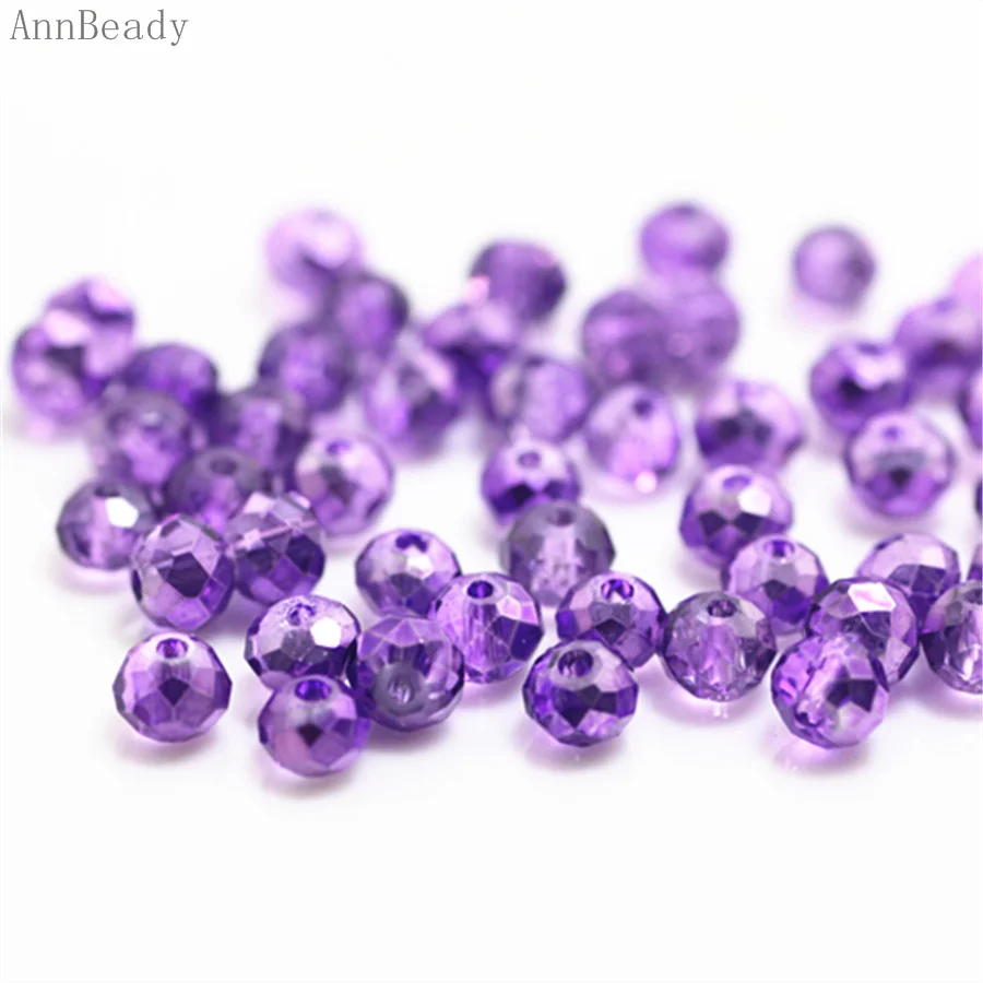 new light purple AnnBeady Черный ab Цвет 3*4 мм 145 шт Rondelle Австрийские граненые Хрустальные стеклянные бусины Свободные разделительные бусины для изготовления ювелирных изделий - Цвет: new light purple