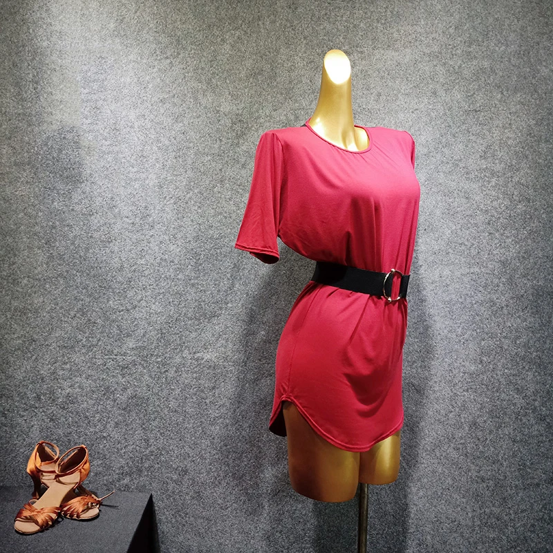 Топ для латиноамериканских танцев женские черные/красные топы с черной марлевой