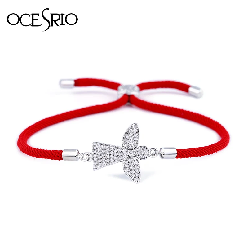 OCESRIO, новинка, серебряные браслеты с крыльями ангела для девочек, браслет с красной нитью, Регулируемый Женский браслет, brt-a64