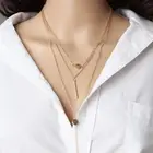 Женское массивное ожерелье-чокер, трехслойное ожерелье из металлического сплава с кулоном