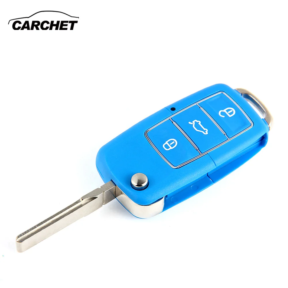 Чехол для автомобильного ключа CARCHET VW Volkswagen синий черный 3 кнопки пульт