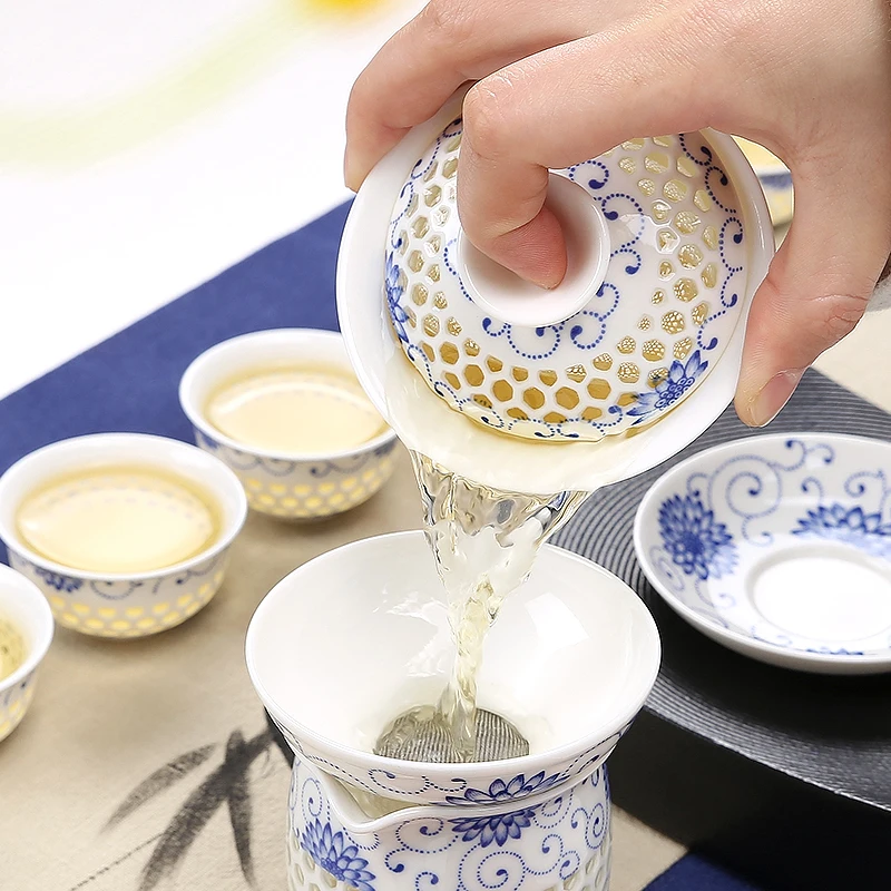 TANGPIN сине-белый керамический чайник Gaiwan, чайная чашка для Пуэр китайский чайный набор кунг-фу посуда для напитков