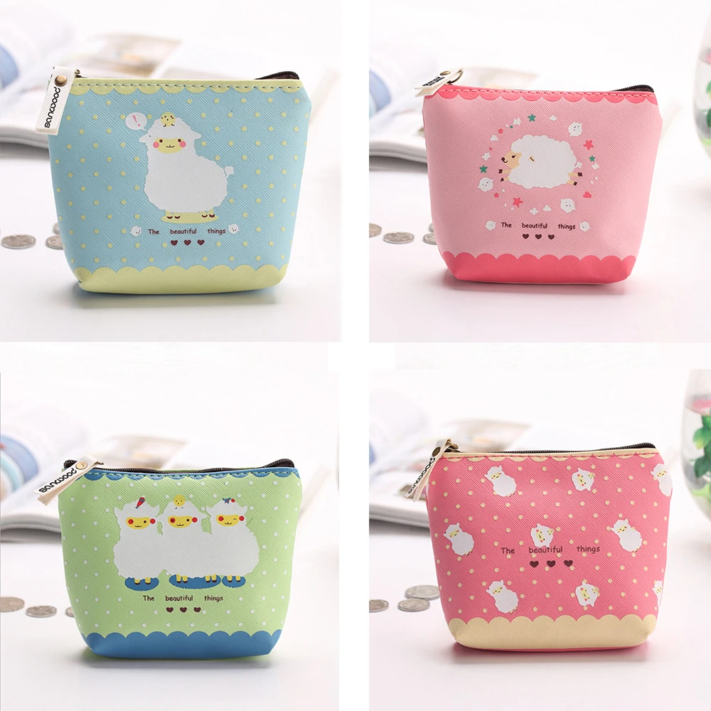 Детский кошелек для монет девочек чехол на молнии с изображением животных овец