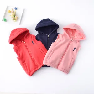 2016spring autumn Girls Kids Boys Embroidered kitten thick hooded zipper vest comfortable cute baby Clothes Children Clothing 00