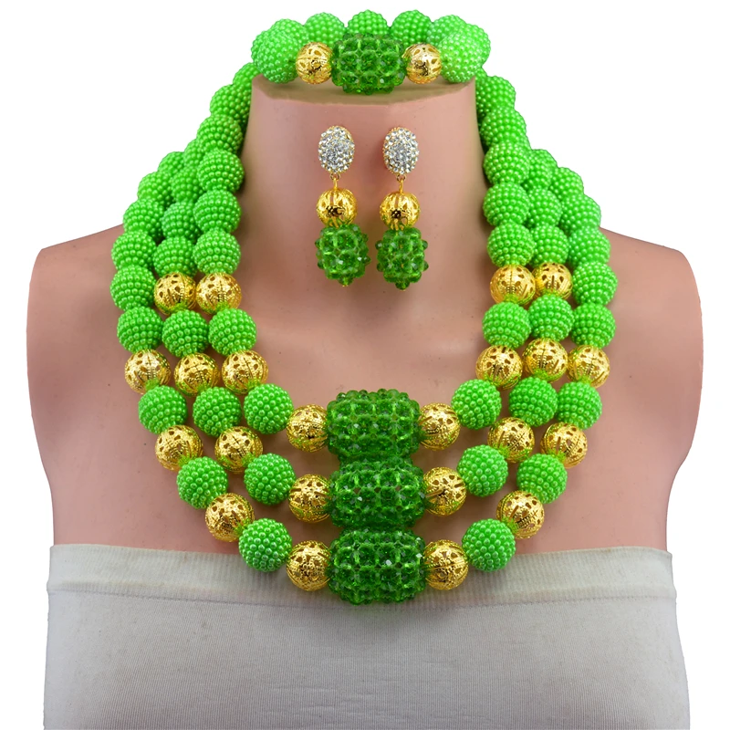 Новейшие Роскошные зеленые Африканские Ювелирные наборы нигерийские Свадебные