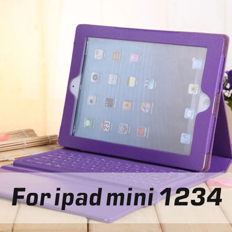 For mini 1234-purple Для iPad Mini 1 2 3 4, беспроводной 3,0, Bluetooth, чехол-клавиатура, супер, из искусственной кожи, силиконовый флип-чехол с подставкой для iPad, смарт-Чехлы - Цвет: For mini 1234-purple
