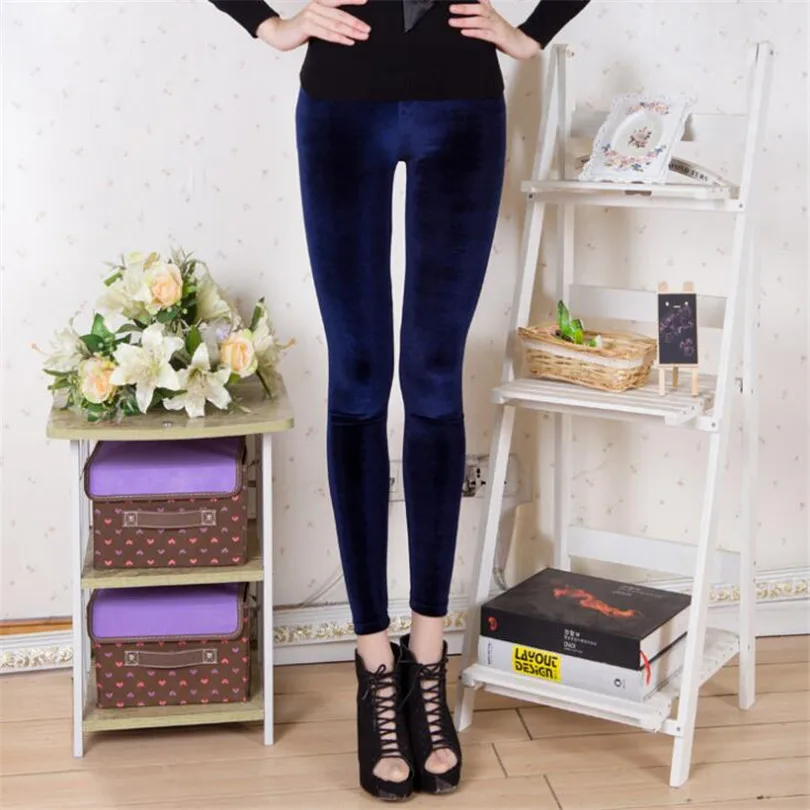 Flat Navy blue YRRETY Осень Зима Прямые брюки женские модные обтягивающие повседневные эластичные с высокой талией золотые бархатные женские брюки с высокой талией - Цвет: Flat Navy blue