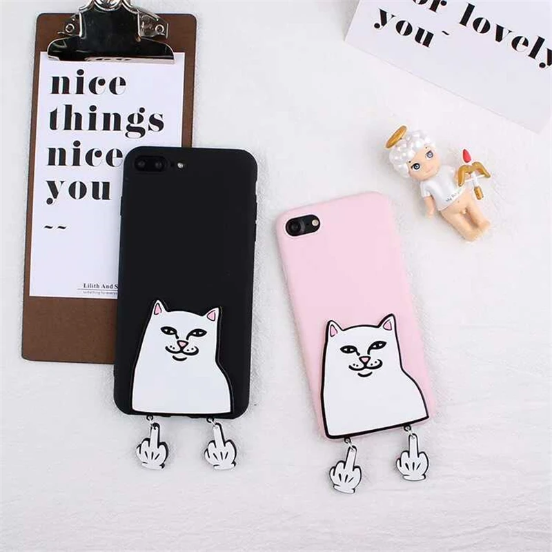 XINGYUANKE 3D Funny Cartoon Middle Finger Cat Phone Cover For Samsung Galaxy A3 2016 A310 Case Cute Silicone Coque Fundas |