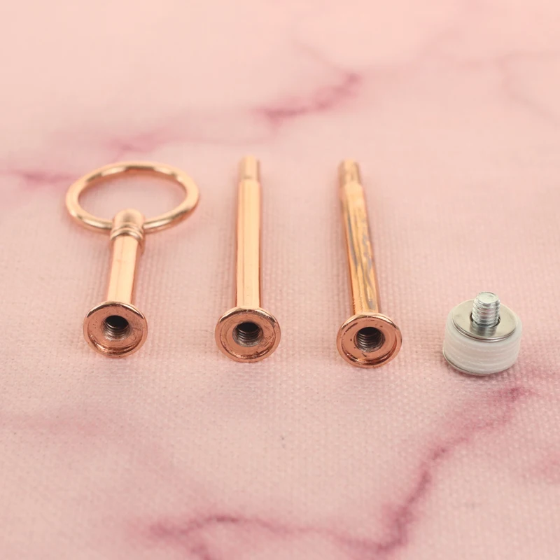 

Rose Gold 3-Tier Mini Round Cake Cupcake Plate Stand Display Holder Handle Fittings