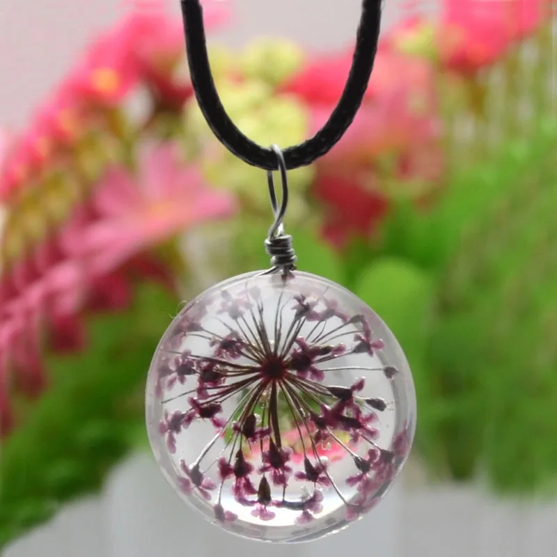 1 шт. стеклянная цепочка с подвеской в виде цветка|Ожерелья подвеской| |