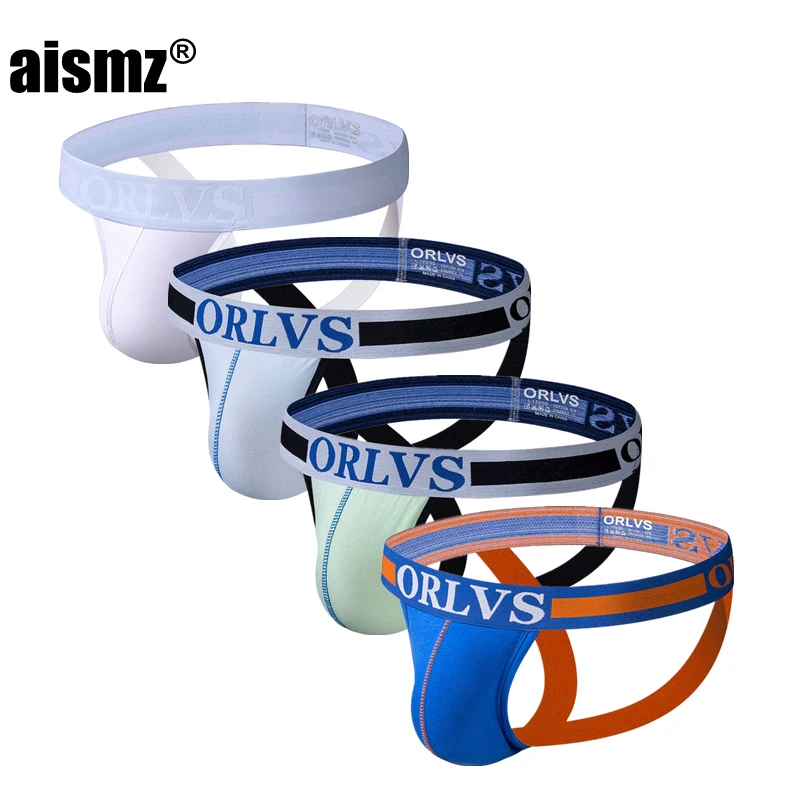 Aismz 4 шт. гей мужское нижнее белье бандаж хлопок сексуальное Cueca мужские трусы