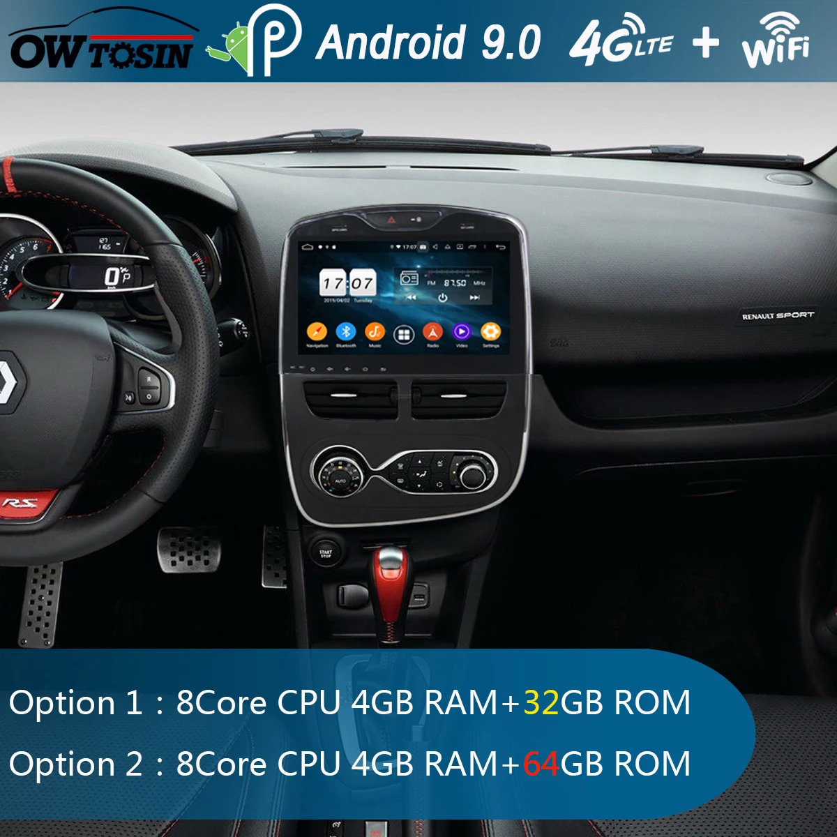 Автомобильный DVD плеер IPS 10 1 дюйма 8 ядер 4 Гб + 64 ГБ Android 9 0 для Renault Clio 2013 2014 2015 2016 2017