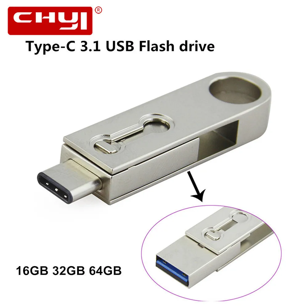 CHYI очень высокая скорость type C USB3.1 двойной OTG USB флешка 64 ГБ флэшки Stick 16 130 м/с