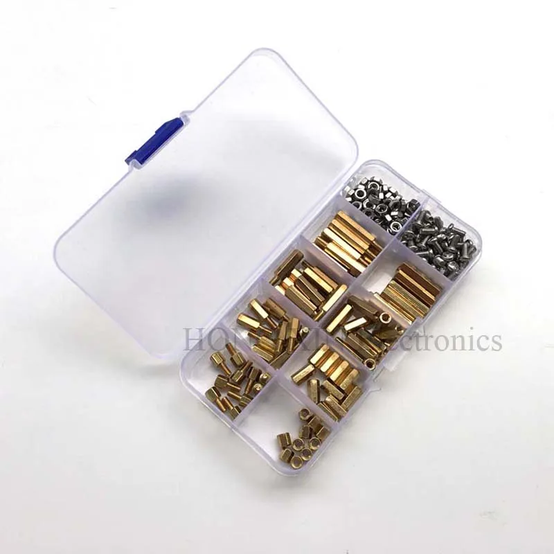 

200pcs/set brass standoff spacer M3 stainless steel screw nut brass Male-Female Standoff F-F spacer kit M3*5/10/15/20