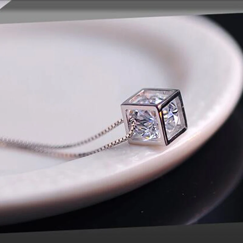Creative Women Fashion White Gold Plated Necklace Ladies Popular Style Square Love Box Pendant | Украшения и аксессуары