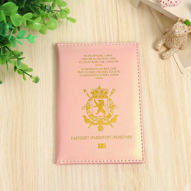 Pink Belgie из искусственной кожи Обложка для паспорта для женщин мужчин Бельгия Обложка для паспорта Belgien - Цвет: Pink