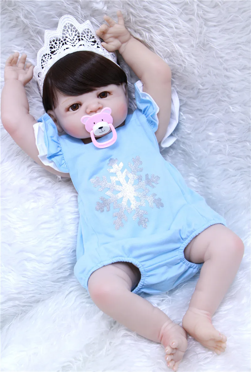 

55cm Full Silicone Body Reborn Baby Doll Toy For Girl Vinyl Newborn Princess Babies Bebe Bathe Accompanying Toy Birthday Gift