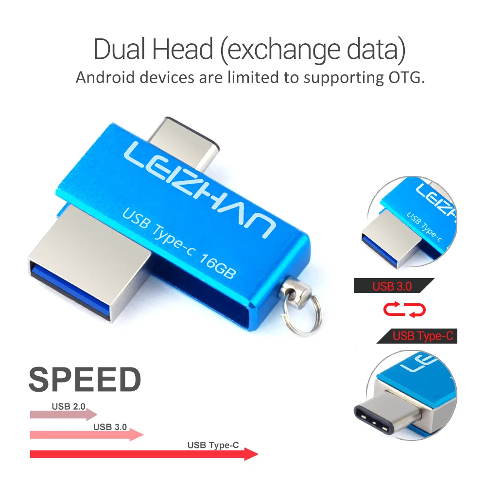 Leizhan 2017 новое прибытие usb flash drive металла высокая скорость памяти u Stick 32 Г Флешки USB 3.1 OTG TypeC 16gig Pen Drive U Диск| |